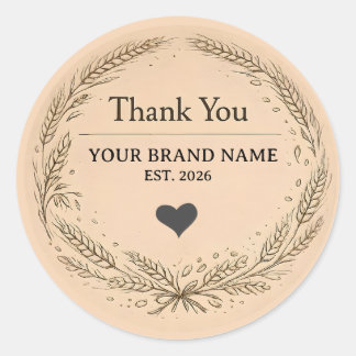 Rustic Kraft Bakery Business Business Thank You Ronde Sticker
