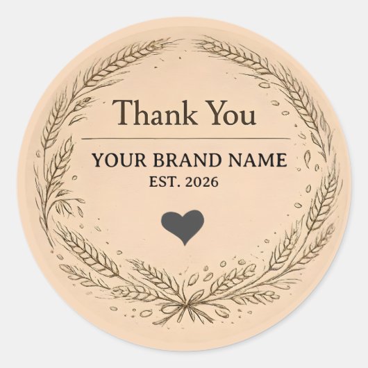 Rustic Kraft Bakery Business Business Thank You Ronde Sticker (Voorkant)