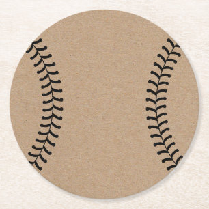 Rustic Kraft Baseball Sportthema Ronde Kartonnen Onderzetter