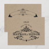 Rustic Kraft  Be My Matron of Honor Kaart (Voorkant / Achterkant)