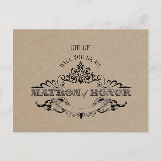Rustic Kraft  Be My Matron of Honor Kaart (Voorkant)