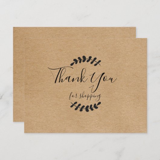 Rustic Kraft bedankt voor de Kaart voor de korting (Voorkant / Achterkant)