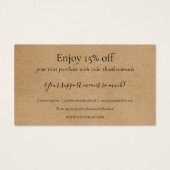 Rustic Kraft bedankt voor de Kaart voor de korting (Achterkant)