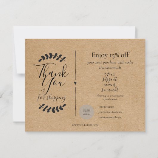 Rustic Kraft bedankt voor de korting op winkels (Voorkant)