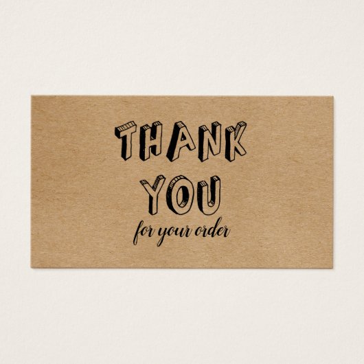  Rustic Kraft bedankt voor uw bestelling Visitekaartje (Voorkant)