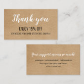 Rustic Kraft Bedankt Zakelijke klant Kortingskaartje (Voorkant / Achterkant)