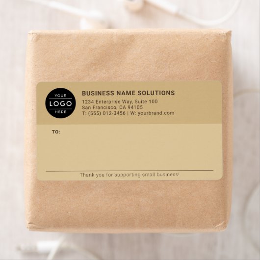 Rustic Kraft Bedrijfslogo Retouradres Verzending Etiket (Insitu)