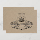Rustic Kraft ben mijn dienstmeisje van eer Kaart (Voorkant / Achterkant)