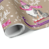 Rustic Kraft Bernese Dog Sledding voor Kerstmis Cadeaupapier (Rol Hoek)