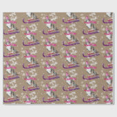 Rustic Kraft Bernese Dog Sledding voor Kerstmis Cadeaupapier (Vlak)