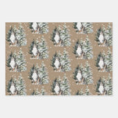 Rustic Kraft Bernese Dogs Being Naughty & Nice Inpakpapier Vel (Voorkant 3)