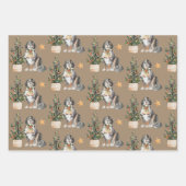 Rustic Kraft Bernese Dogs Being Naughty & Nice Inpakpapier Vel (Voorkant)