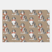 Rustic Kraft Bernese Dogs gekleed voor Kerstmis Inpakpapier Vel (Voorkant 3)