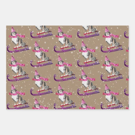 Rustic Kraft Bernese Dogs Slaping omheen Inpakpapier Vel (Voorkant 3)