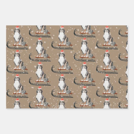 Rustic Kraft Bernese Dogs Slaping omheen Inpakpapier Vel (Voorkant)