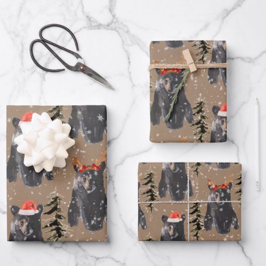Rustic Kraft Black Beer kerstkubussen Inpakpapier Vel (Voorkant)