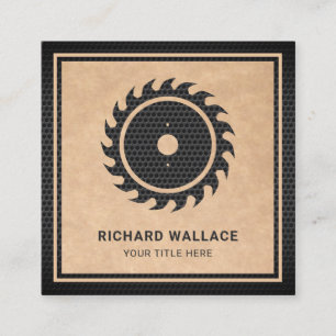 Rustic Kraft Black Circular Saw Handyman Carpenter Vierkante Visitekaartje