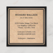 Rustic Kraft Black Circular Saw Handyman Carpenter Vierkante Visitekaartje (Achterkant)