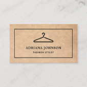 Rustic Kraft Black Clothes Hanger Mode Stylist Visitekaartje (Voorkant)