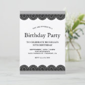 Rustic Kraft Black Country Lace Birthday Party Kaart (Staand voorkant)