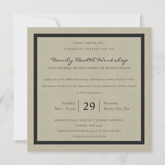 RUSTIC KRAFT BLACK DAMASK CLASSIC WORKSHOP EVAL KAART (Voorkant)