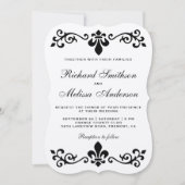 Rustic Kraft Black Flourish Wedding Invitation Kaart (Voorkant)
