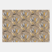 Rustic Kraft Black Gold Floral Winter Greenery Inpakpapier Vel (Voorkant)