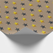 Rustic Kraft Black Gold Stars Vakantie Cadeaupapier (Hoek)