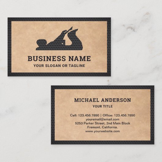 Rustic Kraft Black Hand Plane Handyman Carpenter Visitekaartje (Voorkant / Achterkant)