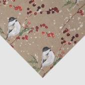 Rustic Kraft Black Pet Chickadee Bird Berries Tissuepapier (Detail)