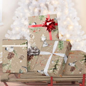 Rustic Kraft Black Pet Chickadee kerst Cadeaupapier