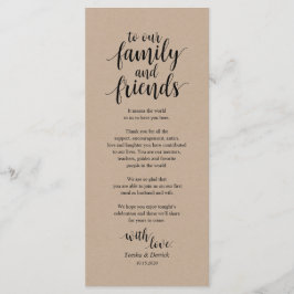 Rustic Kraft, Black Place Setting Bedankt Cards Programmakaart