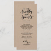 Rustic Kraft, Black Place Setting Bedankt Cards Programmakaart (Voorkant / Achterkant)