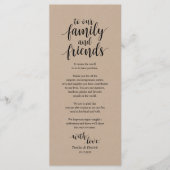 Rustic Kraft, Black Place Setting Bedankt Cards Programmakaart (Voorkant)