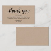 Rustic Kraft, Black Script, Wedding Dank je Informatiekaartje (Voorkant / Achterkant)