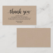 Rustic Kraft, Black Script, Wedding Dank u Informatiekaartje (Voorkant / Achterkant)