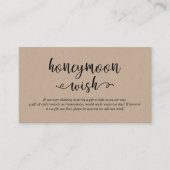 Rustic kraft black script, Wedding Honeymoon Wish Informatiekaartje (Voorkant)