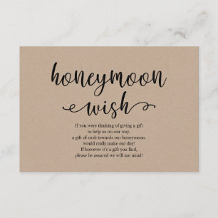 Rustic kraft black script, Wedding Honeymoon Wish Informatiekaartje