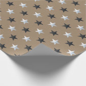 Rustic Kraft Black Silver Stars Vakantie Cadeaupapier (Hoek)