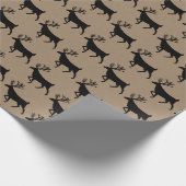 Rustic Kraft Black Stag Reindeer Wrapping Paper Cadeaupapier (Hoek)