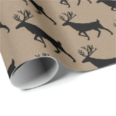 Rustic Kraft Black Stag Reindeer Wrapping Paper Cadeaupapier (Rol Hoek)