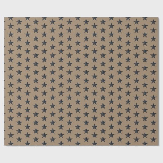 Rustic Kraft Black Stars Wrapping Paper Cadeaupapier (Vlak)