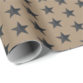 Rustic Kraft Black Stars Wrapping Paper Cadeaupapier (Rol Hoek)