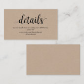 Rustic Kraft, Black, Wedding Details, RSVP online Informatiekaartje (Voorkant / Achterkant)