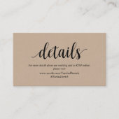 Rustic Kraft, Black, Wedding Details, RSVP online Informatiekaartje (Voorkant)