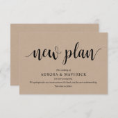 Rustic Kraft, Black, Wedding postpone, Editable Informatiekaartje (Voorkant / Achterkant)