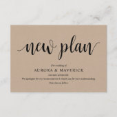 Rustic Kraft, Black, Wedding postpone, Editable Informatiekaartje (Voorkant)