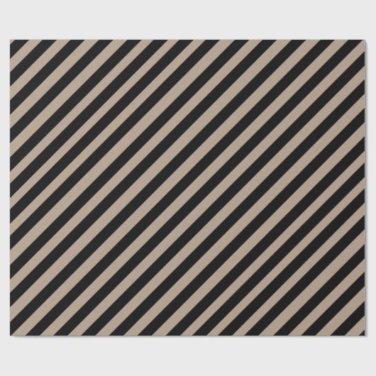 Rustic Kraft Black Wide Stripe Vakantie Cadeaupapier (Vlak)