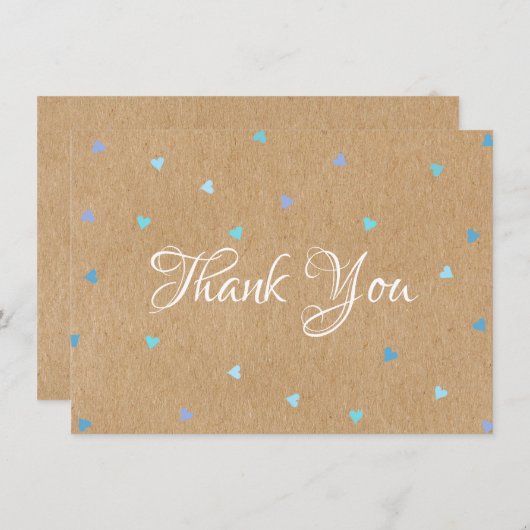 Rustic Kraft Blauwe Harten Dank Je Wel Bedankkaart (Voorkant / Achterkant)