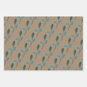 Rustic Kraft Blauwgroen Blauw Groen Winterblad Gre Inpakpapier Vel (Voorkant)
